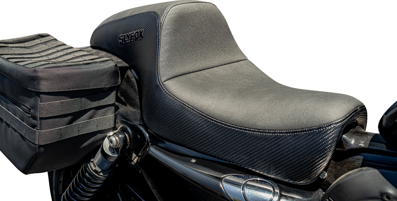 Slyfox Drifter Seat - Black Logo - Black Vinyl W/ Slipstop - Carbon Fiber - XL '04-'22