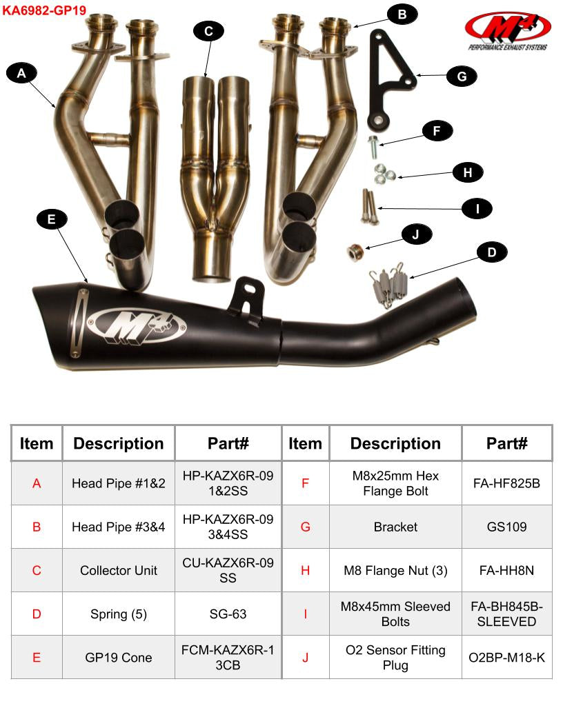 M4 Exhaust KA6982-GP19 Component Key
