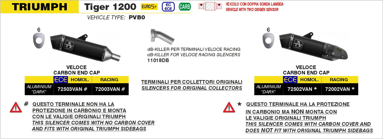 Arrow 72502VAN Veloce Aluminium Dark Slip On - Assembly Diagram
