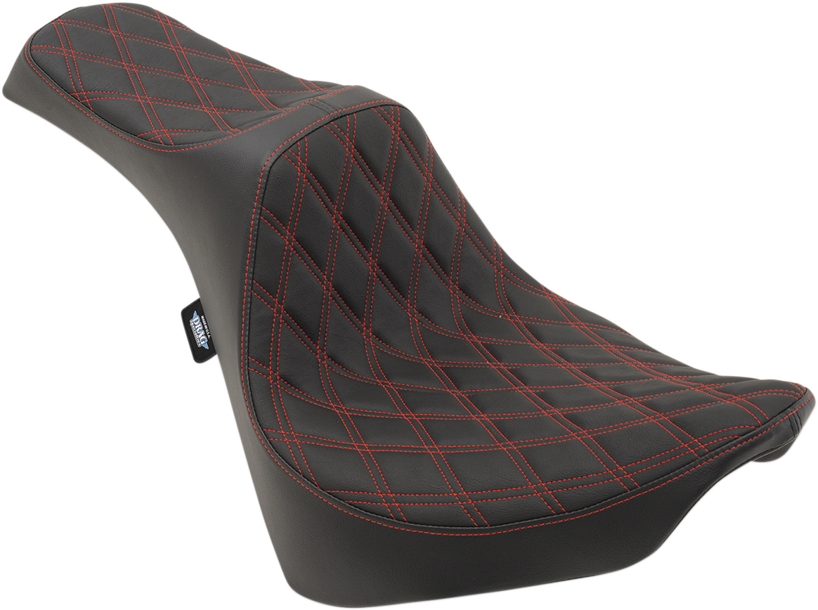 Drag Specialties Seats Predator III Seat - Double Diamond - Red Stitching - FL/FX '18-'23