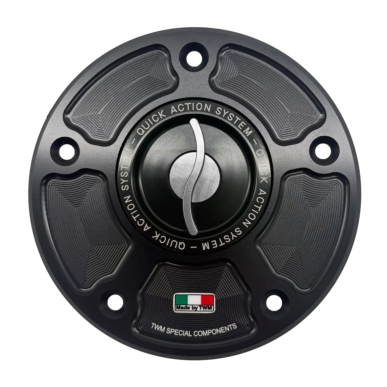 TWM CNC Aluminum Gas Cap / Fuel Cap with Silver Center Cap for Kawasaki Motorcycles