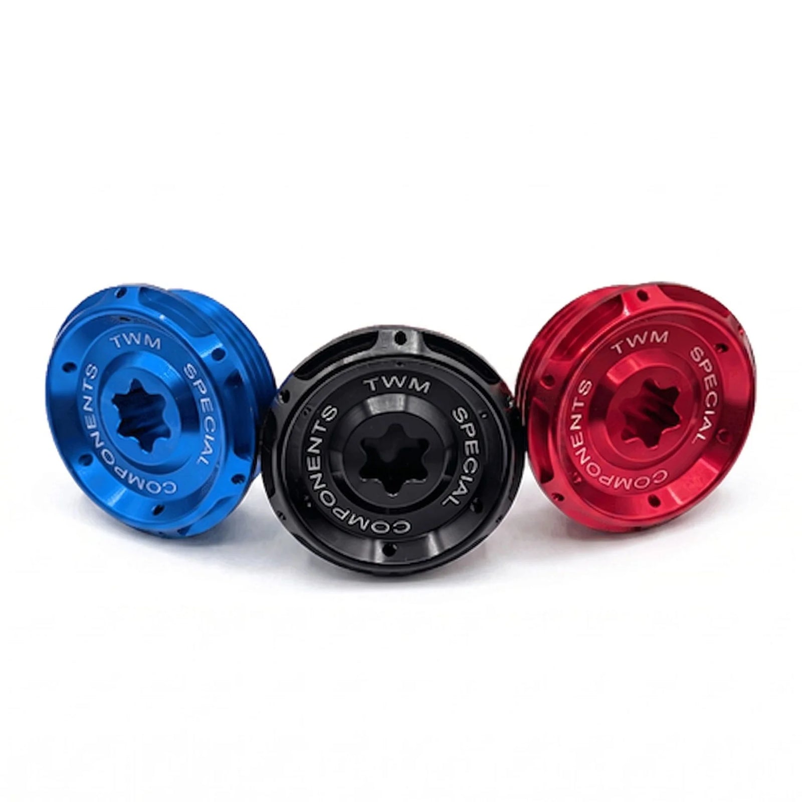 TWM CNC Aluminum Timing Inspection Plug in Black, Blue and Red for BMW Motorcycles - CAMBMW.01