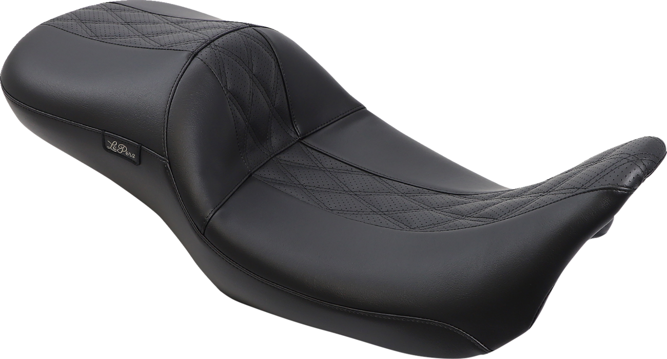 Le Pera Maverick Daddy Long Legs Seat - Black W/ Black HR Inlay - Double Diamond - FL '08-'23