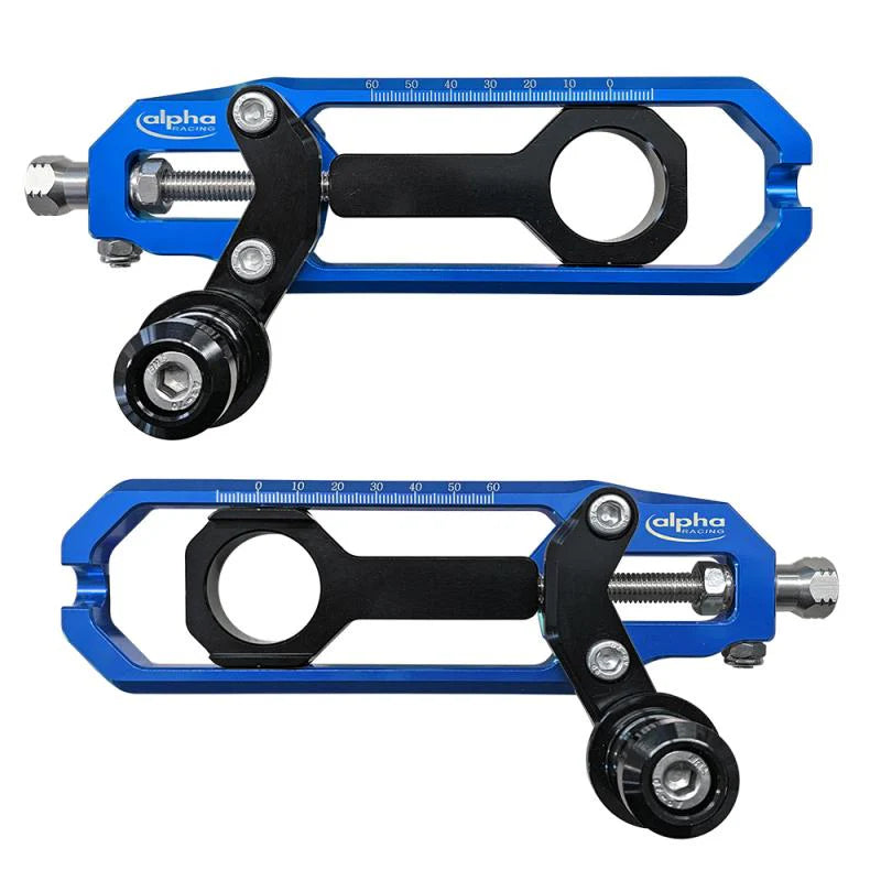 Alpha Racing Evo Plus Complete Chain Adjuster Kit BMW K67 S1000RR - Blue