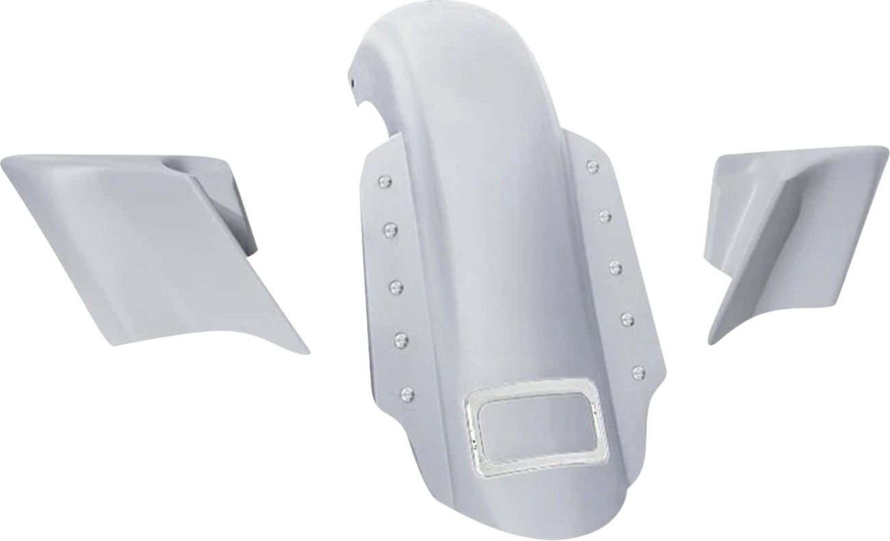 Paul Yaffe Bagger Nation Swoop Three Piece Stretched Rear Fender Kit With Side Panels And Lightening Bolts