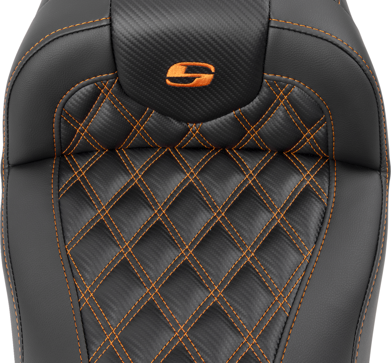 Saddlemen RoadSofa™ Seat - Without Backrest - Carbon Fiber - Orange Stitch - FL/FX '23-'24
