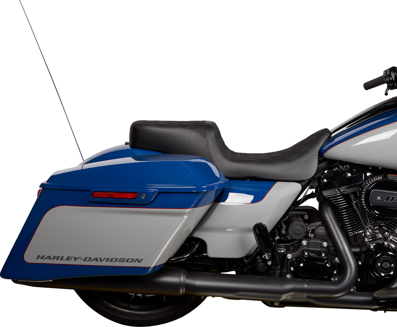 Drag Specialties Seats Predator 2-Up Seat - Vinyl - Double Diamond Black Stitch - W/O Backrest - FL '08-'23