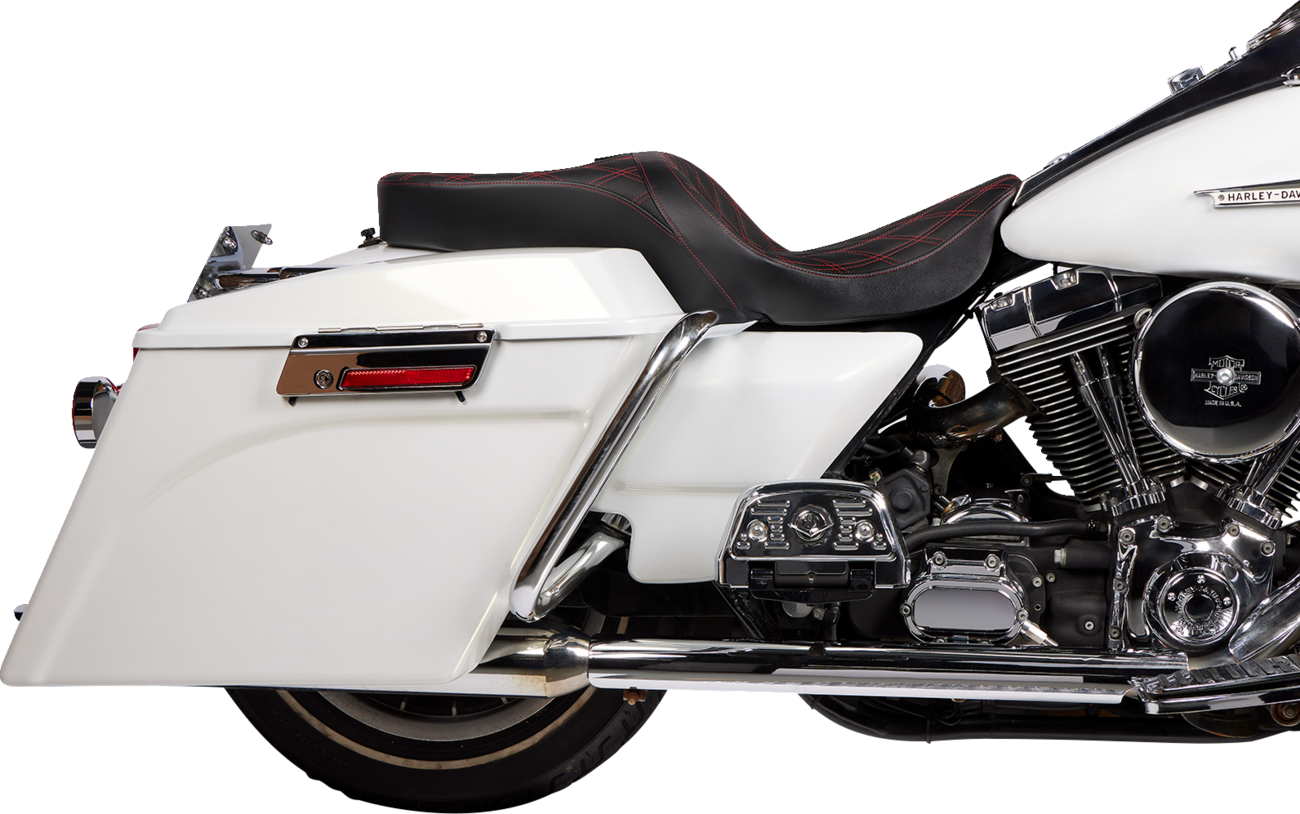 Drag Specialties Seats Freedom Seat - Vinyl - Double Diamond Red Stitch - FLH '97-'07