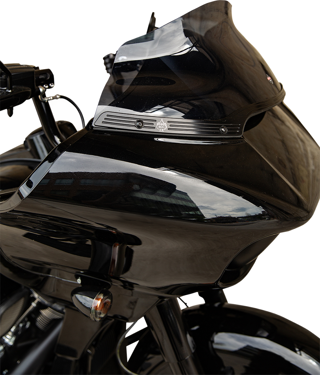 Klock Werks Flare® Windshield Trim - Logo - Black W/ Contrast Logo - '15-'25 FLTR