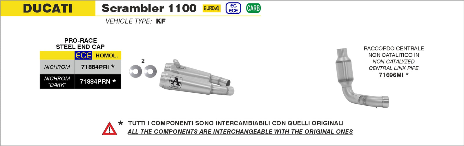 Arrow 71696MI Non Catalized Mid-Pipe