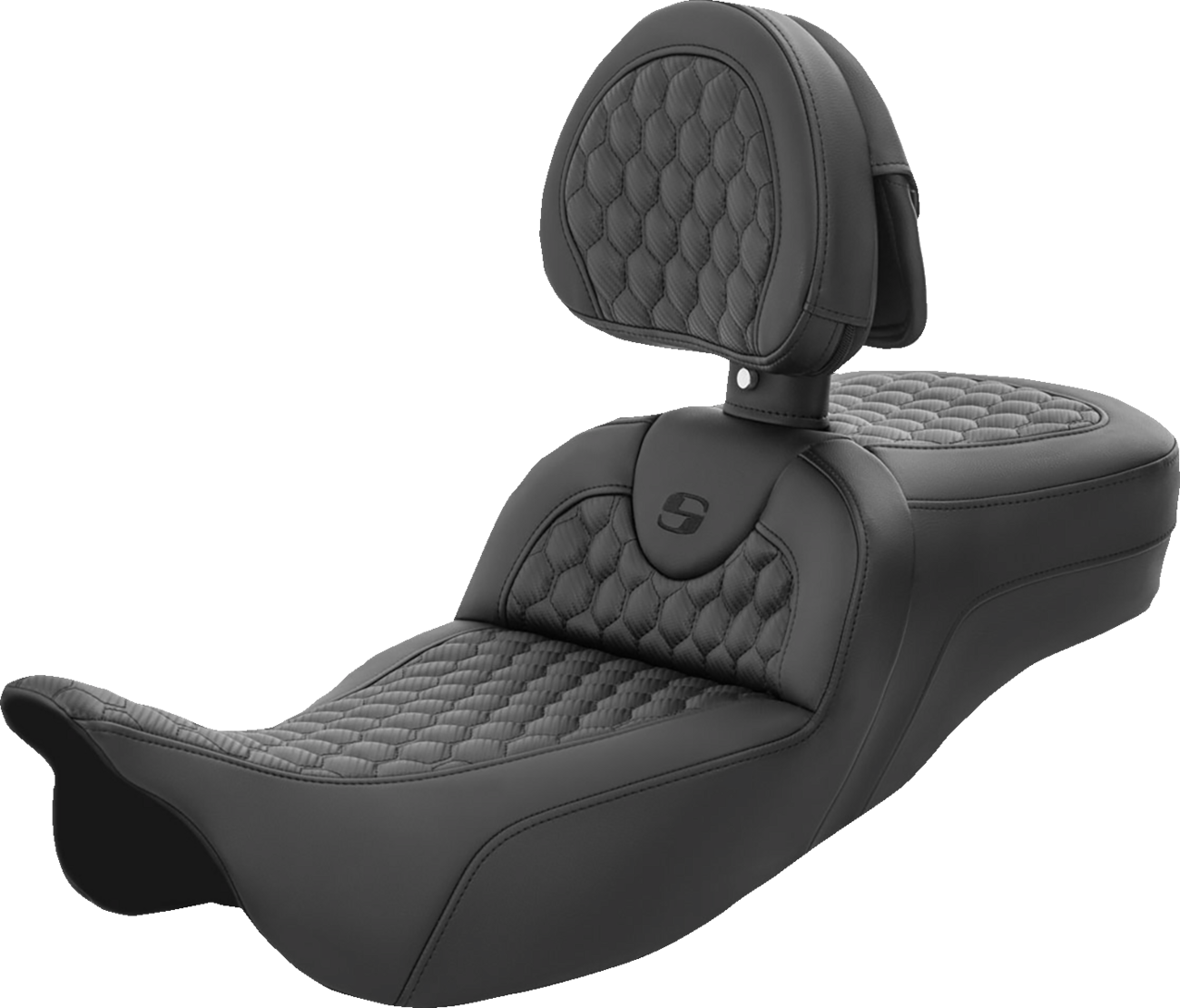 Saddlemen RoadSofa™ Seat - Honeycomb - With Backrest - Extended Reach - FL '08-'24