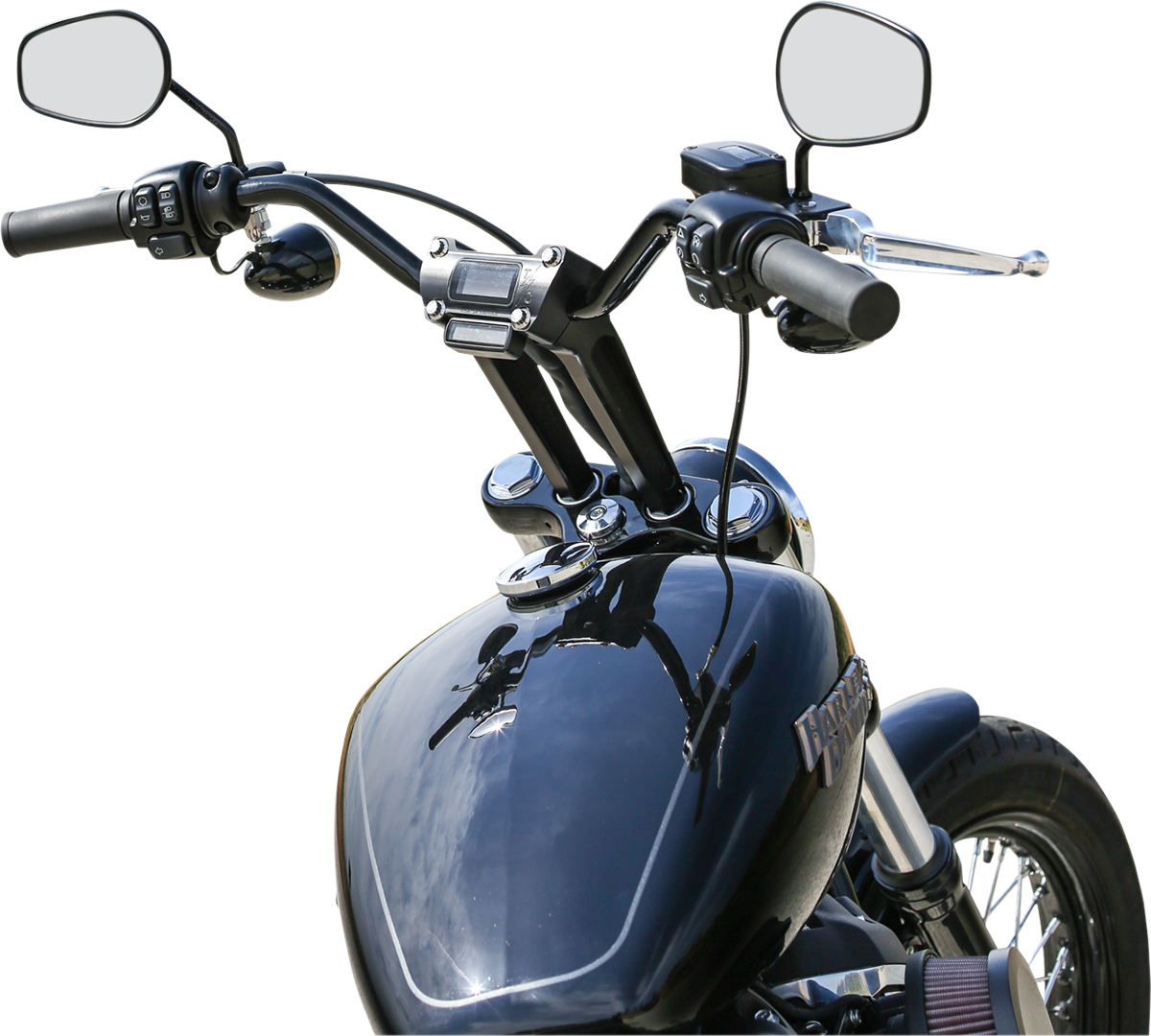 Thrashin Supply CO. Handlebar Risers - Straight - 8" - Gauge Cutout - Black