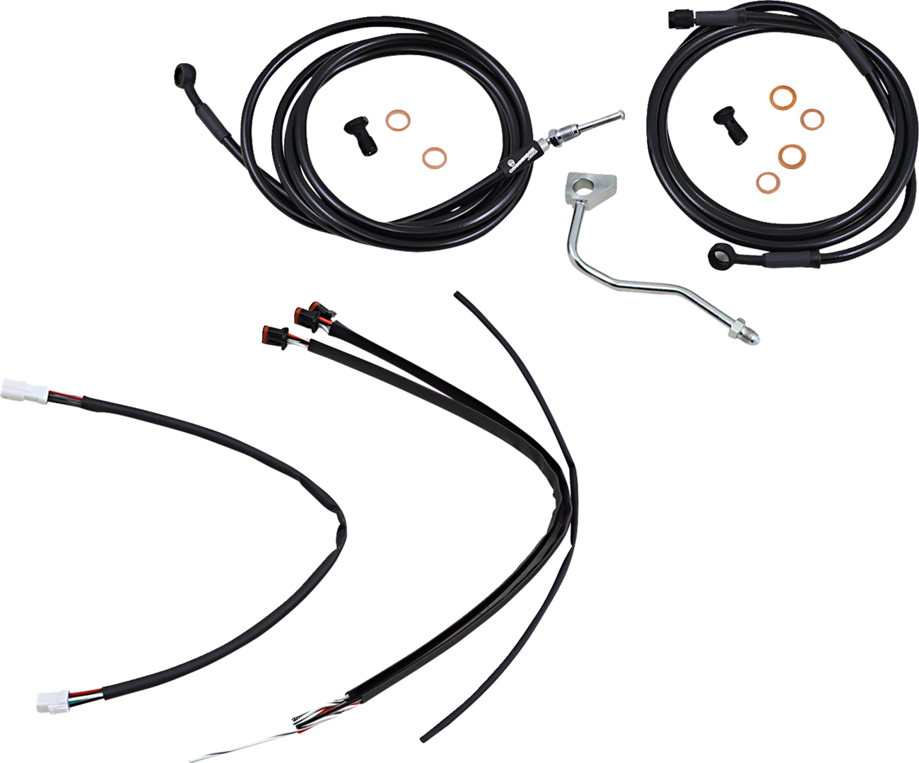 Burly Brand Complete Black Vinyl Handlebar Cable/Line Kit For Ape Hangers - 14" - ABS - '17-'20 Touring