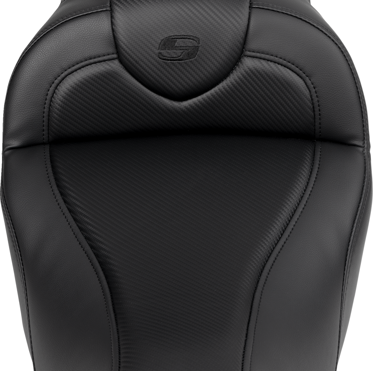 Saddlemen Roadsofa™ Seat - With Backrest - Carbon Fiber - Black Stitch - FL '08-'19
