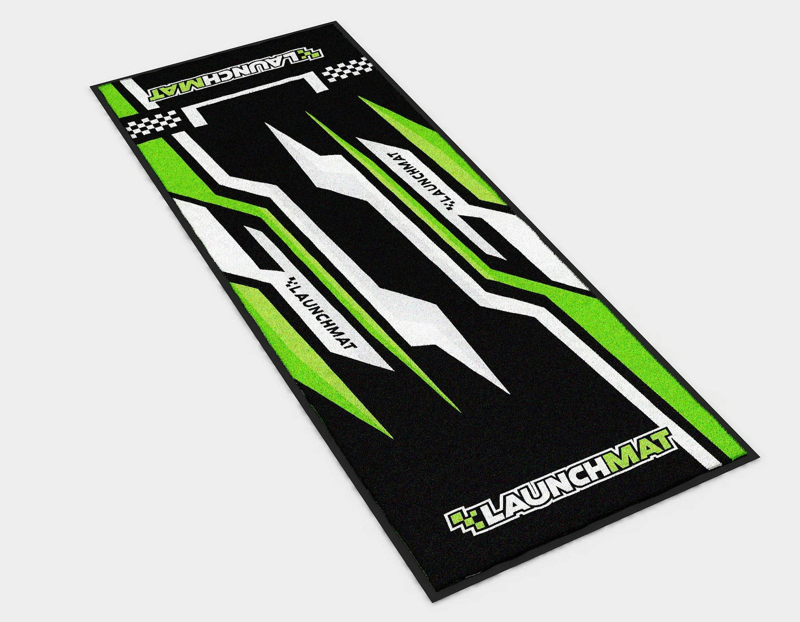 Launchmat Carpeted Motorcycle Mats (Lightning Design) - GREEN