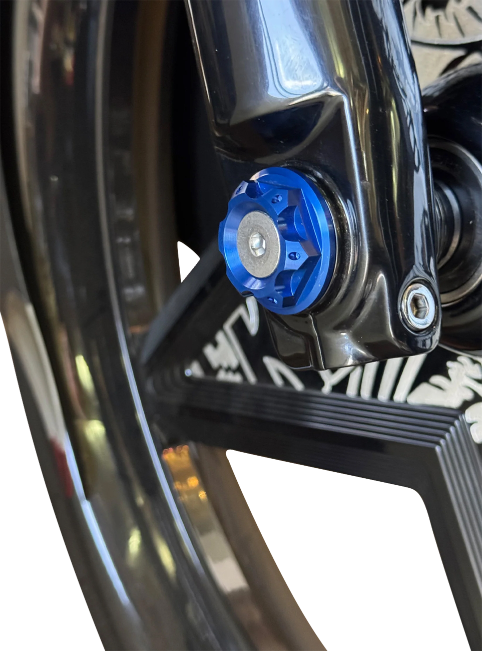 Paul Yaffe Bagger Nation Y-Axle With Turret Style Axle Cover Kit - Custom - Front - Blue - 1"
