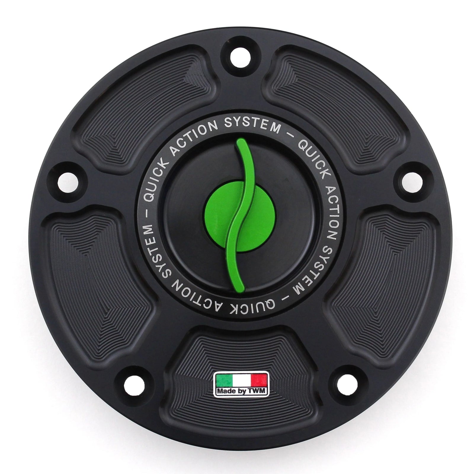 TWM CNC Aluminum Gas Cap / Fuel Cap with Green Center Cap for Kawasaki Motorcycles