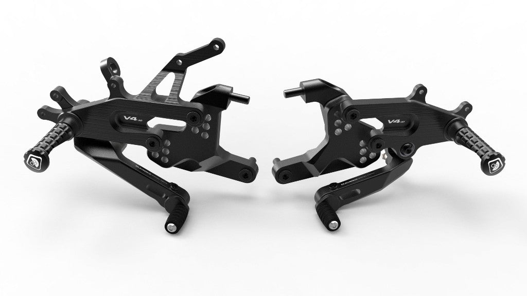 Ducabike DBK PRV401 Adjustable Rearset SBK Panigale V4 - BLACK ECO FIXED FOOT PEGS