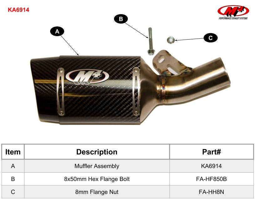 M4 Exhaust KA6914 Component Key