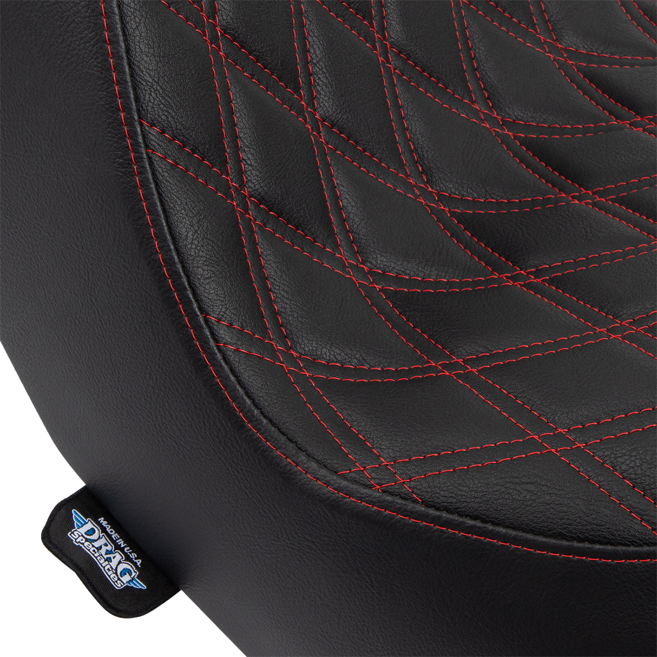 Drag Specialties Seats Predator III 2-Up Seat - Vinyl - Double Diamond - Red Stitching - FL/FX '18-'24