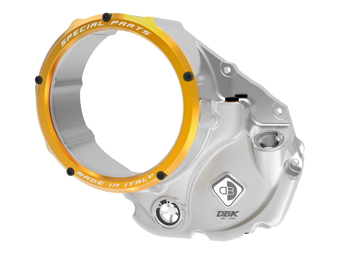 Ducabike DBK CCDV05 3D-EVO Clear Clutch Cover Oil Bath - SILVER-GOLD