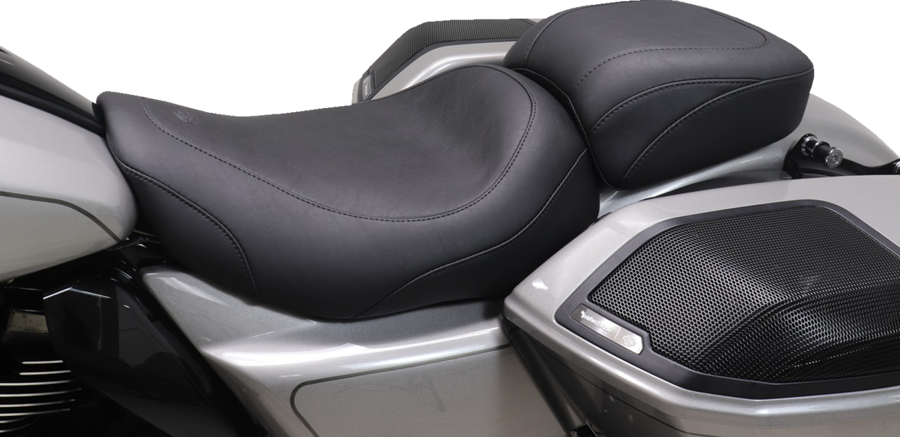 Mustang Wide Tripper™ Solo Seat - No Backrest Receiver - Black Stitch - FLT/FLH '23-'26