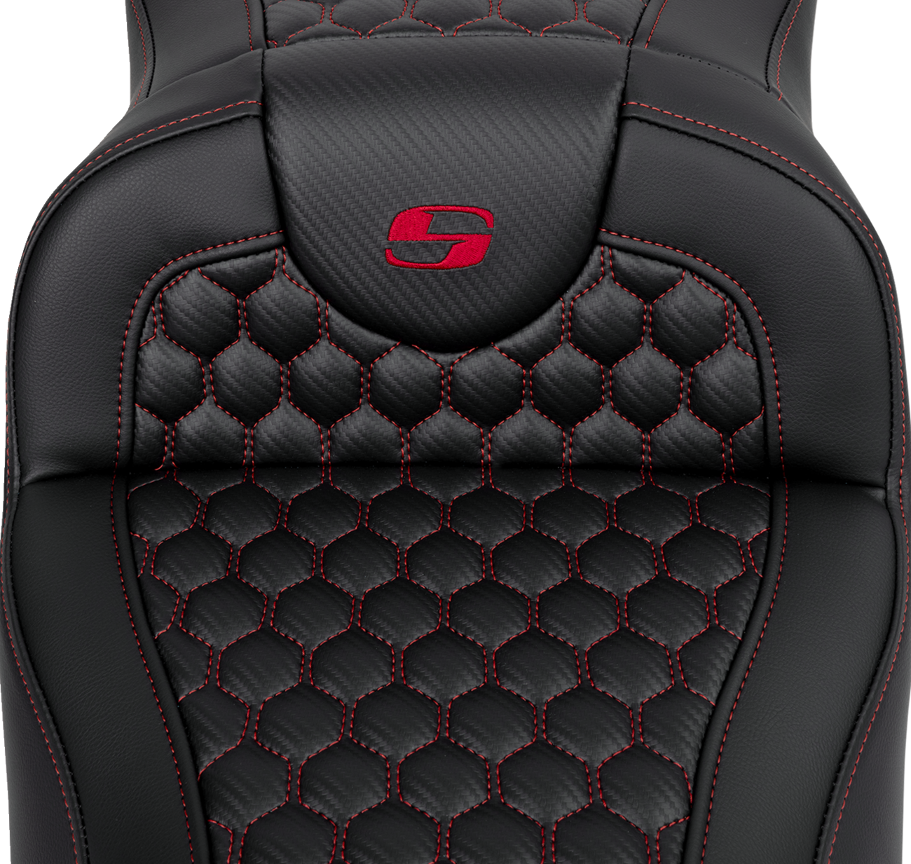 Saddlemen RoadSofa™ Seat - Honeycomb - Red Stitch - Extended Reach - Without Backrest - FLH/FLT '08-'24