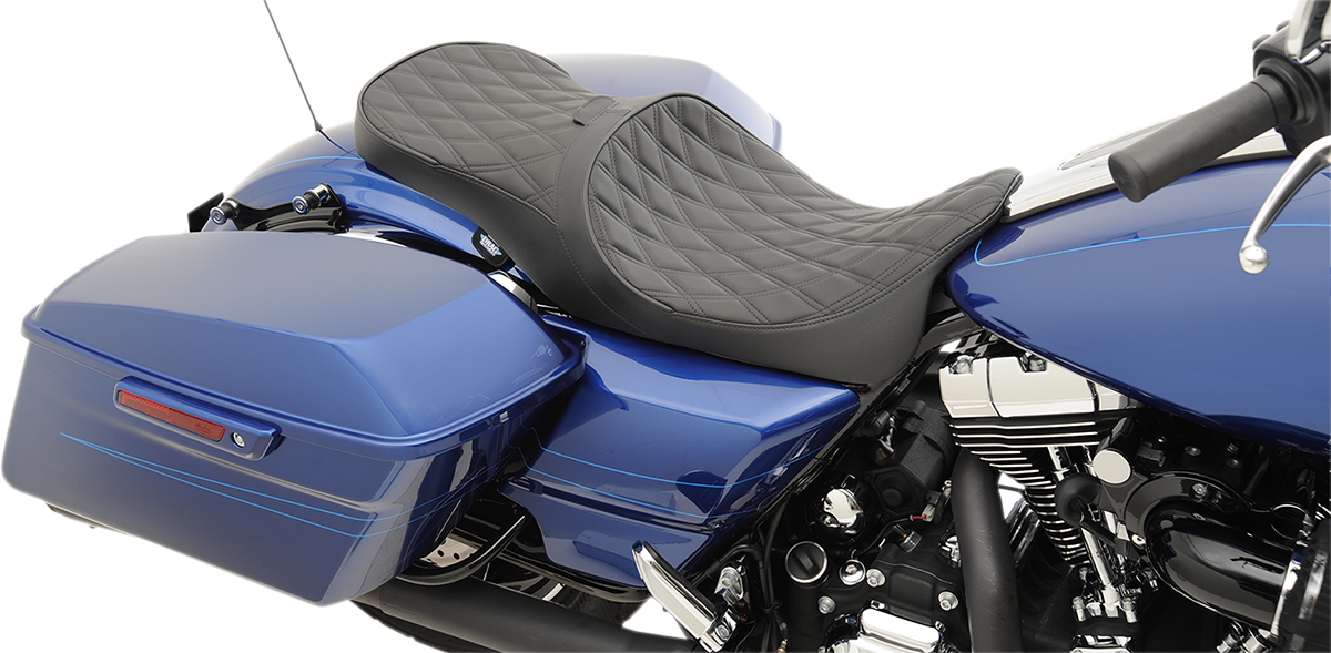 Drag Specialties Seats Low Touring Seat - Solar Reflective - Double Diamond - With Backrest Receiver - FL '08-'23