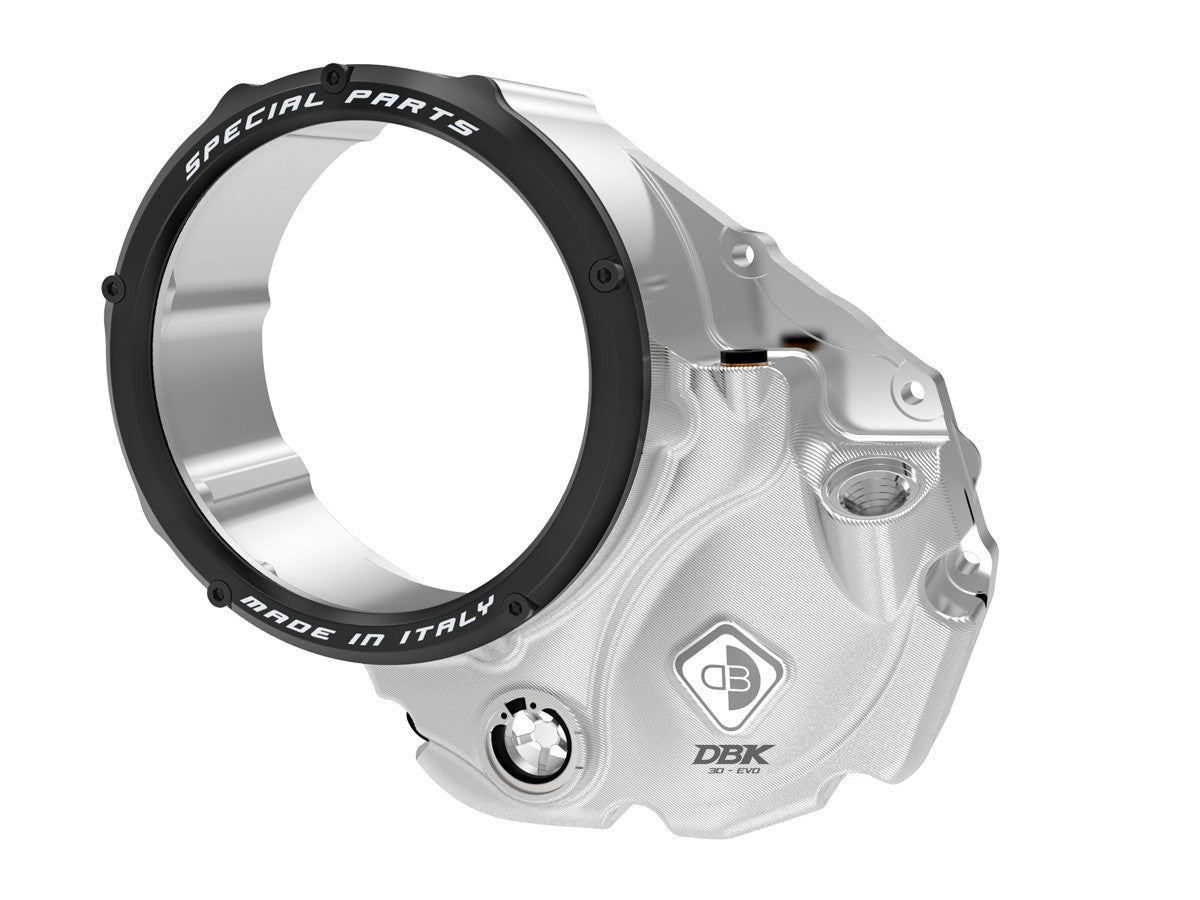 Ducabike DBK CCDV06 3D-EVO Clear Clutch Cover Oil Bath - SILVER-BLACK