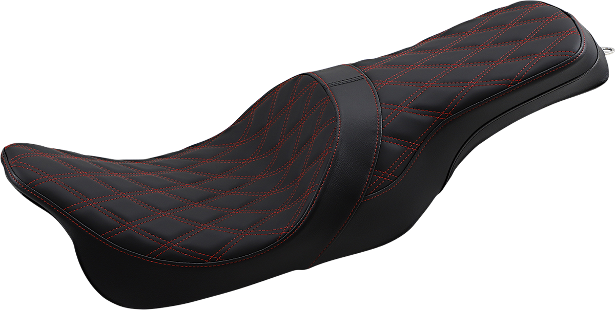 Drag Specialties Seats Forward Positioned Predator 2-Up Seat - Double Diamond - Red Stitched - FL '08-'23