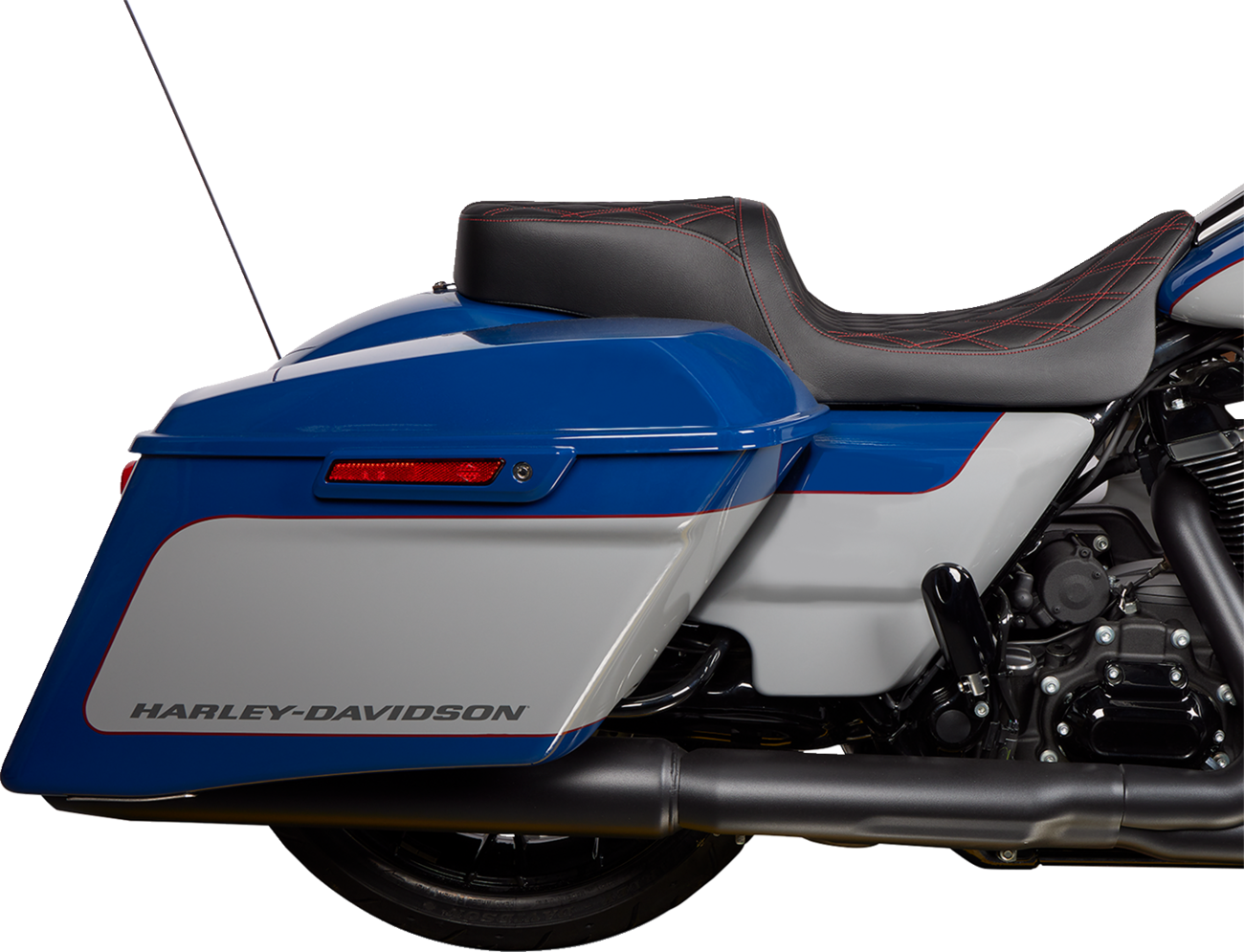 Drag Specialties Seats Predator 2-Up Seat - Vinyl - Double Diamond Red Stitch - W/O Backrest - FL '08-'23