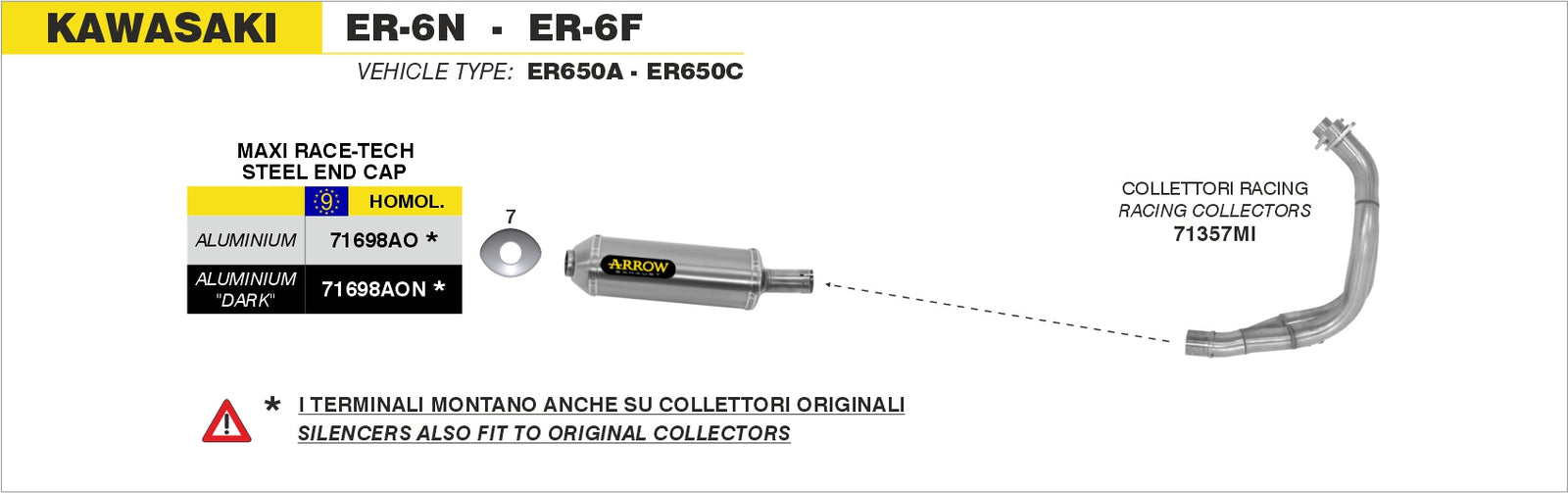 Arrow 71698AON Maxi Race-Tech Approved Aluminium Dark Slip On