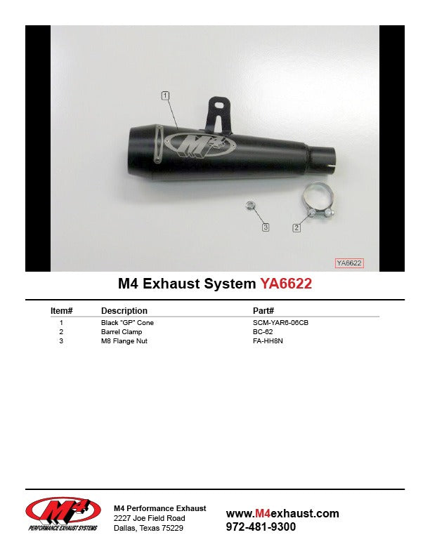 M4 Exhaust YA6622 Component Key