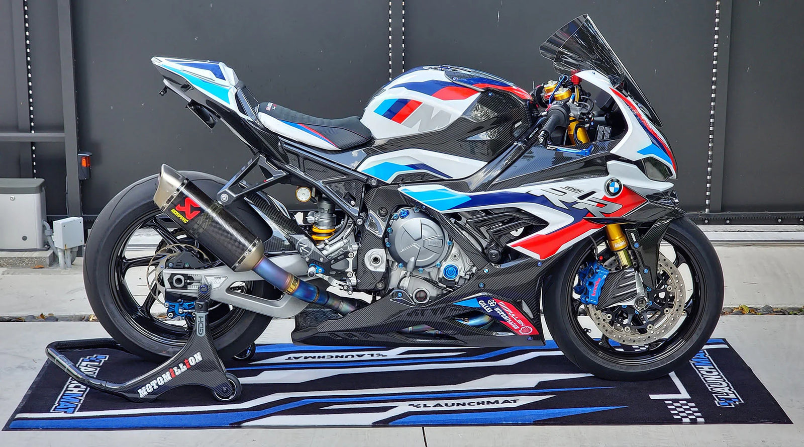 Launchmat Carpeted Motorcycle Mats (Lightning Design)