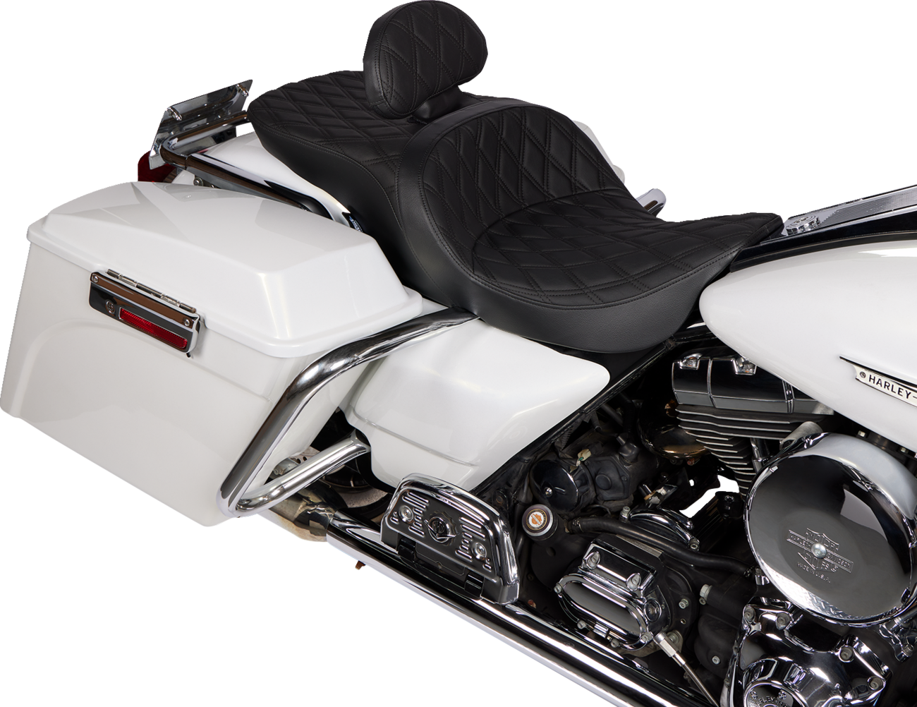 Drag Specialties Seats Freedom Seat - Vinyl - Double Diamond Black Stitch - FLH '97-'07