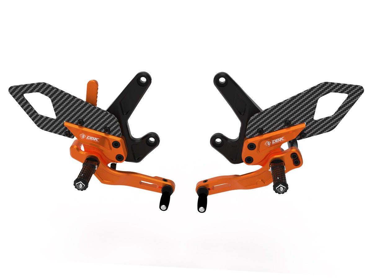 Ducabike DBK PRKTM01 KTM 990 Duke Adjustable Pilot Rearsets Kit - BLACK-ORANGE