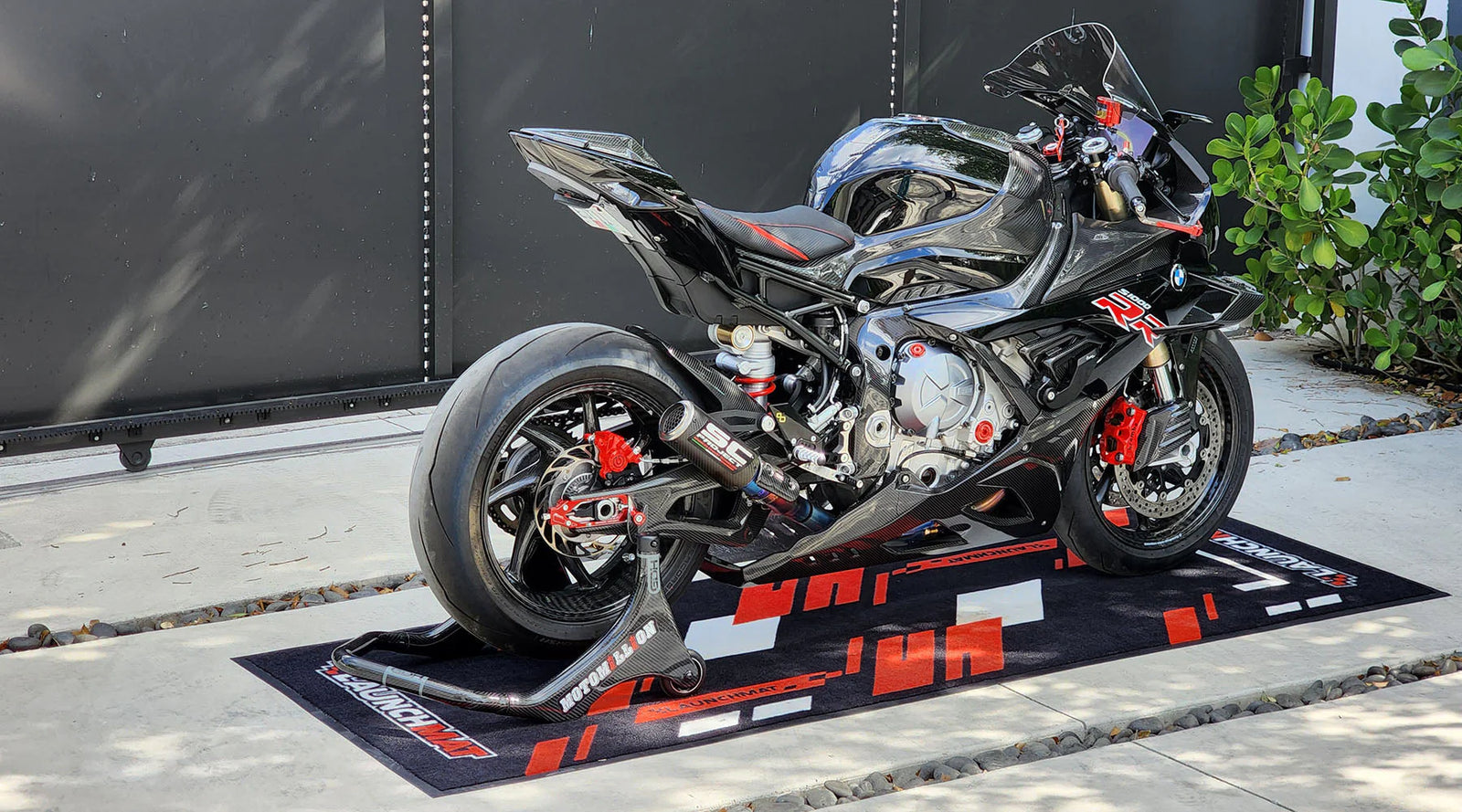 Launchmat Carpeted Motorcycle Mats (Block Design)