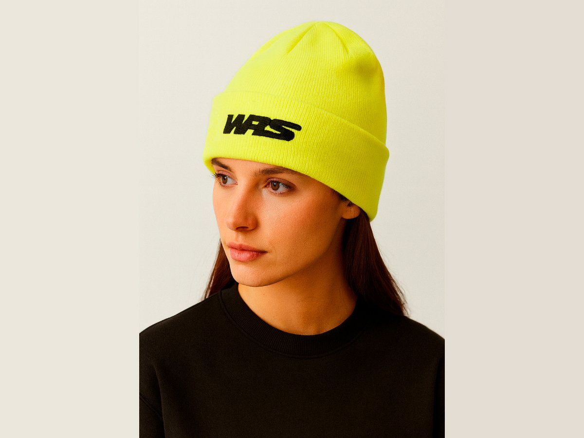 WRS Original Fluo Yellow Winter Hat With Embroidered Logo