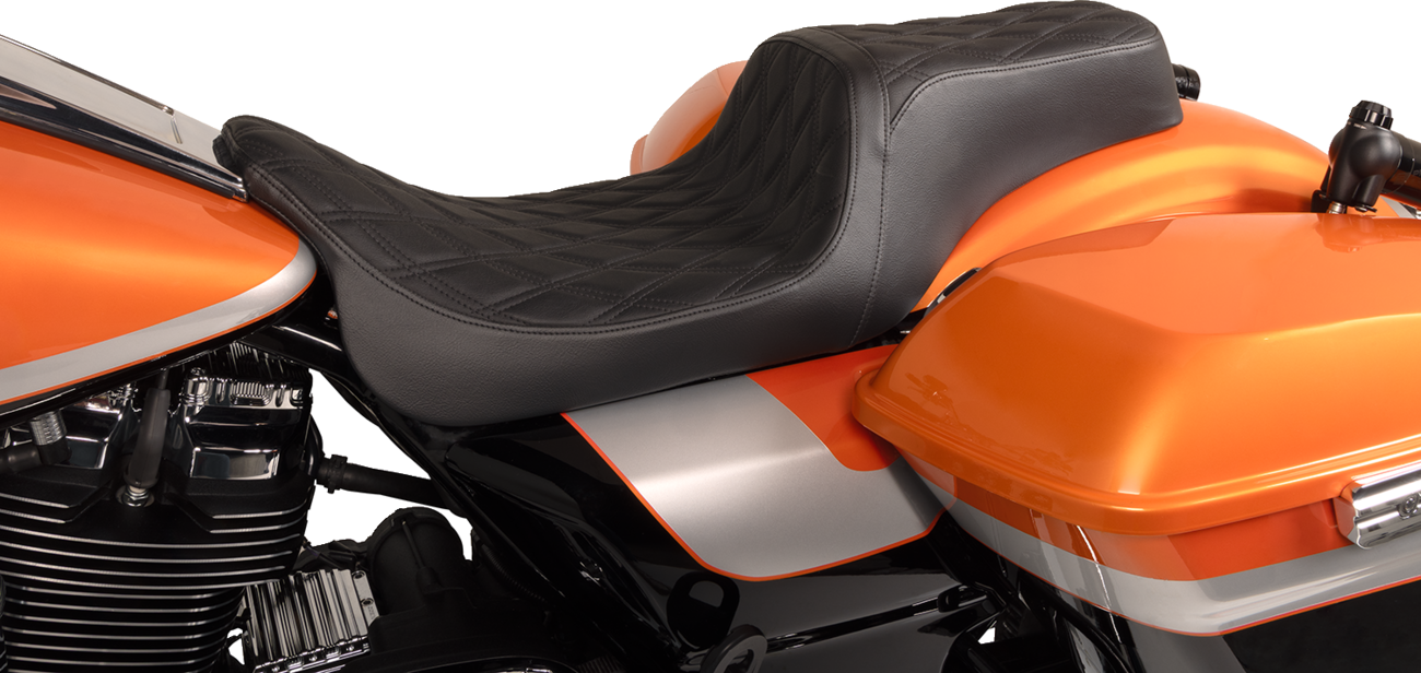 Drag Specialties Seats Predator 1Up Seat - Vinyl - Double Diamond Black Stitch - FLH '08-'23
