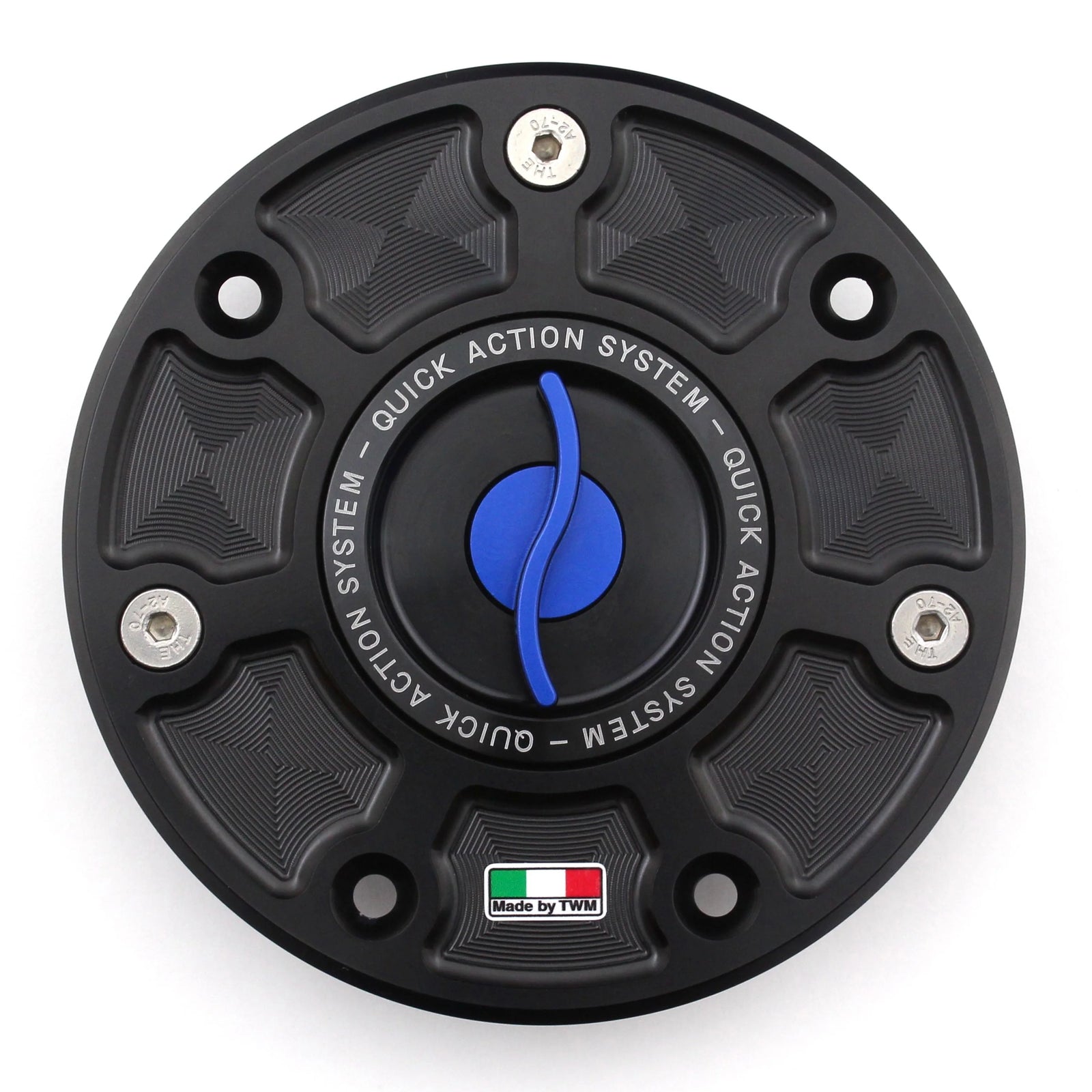 TWM CNC Aluminum Gas Cap / Fuel Cap with Blue Center Cap for KTM Motorcycles