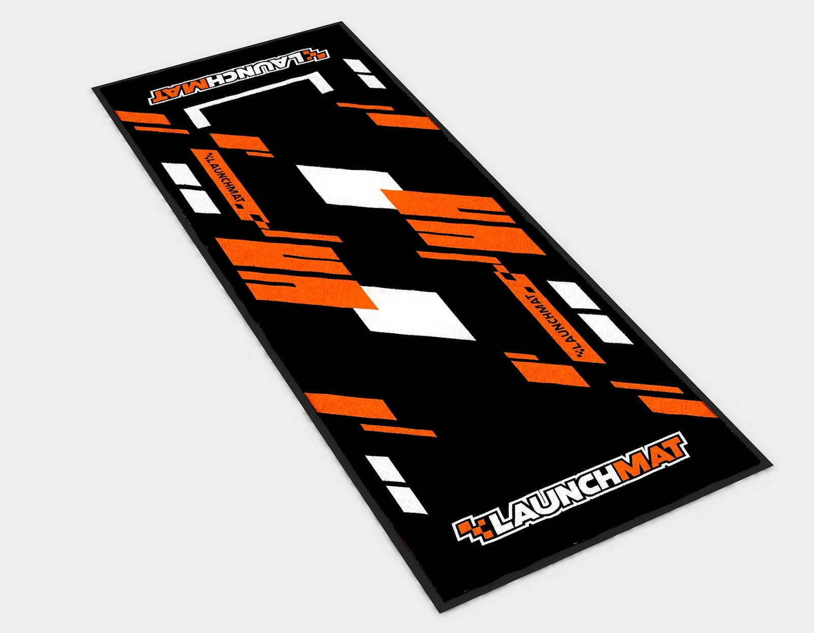 Launchmat Carpeted Motorcycle Mats (Block Design) - ORANGE