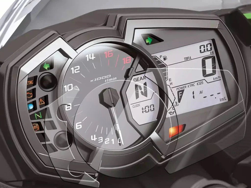 Shieldotron Kawasaki Ninja 1000 2017+, Ninja 250 / 400 / 650, Versys X-300, Z1000SX 2017+, ZX-6R 2019+ Instrument Cluster Protector