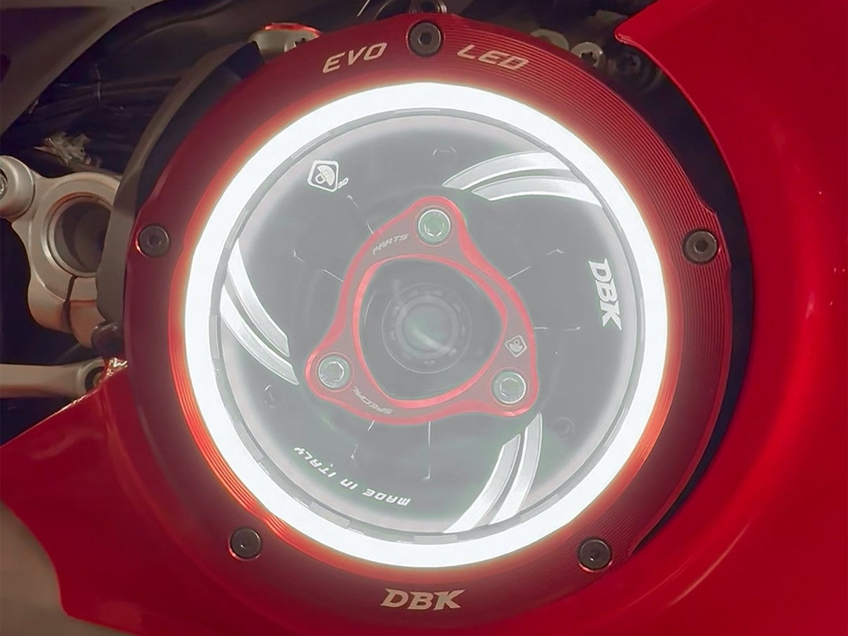 Ducabike DBK CCV4L01 Evo LED Clear Clutch Cover - BLACK-RED