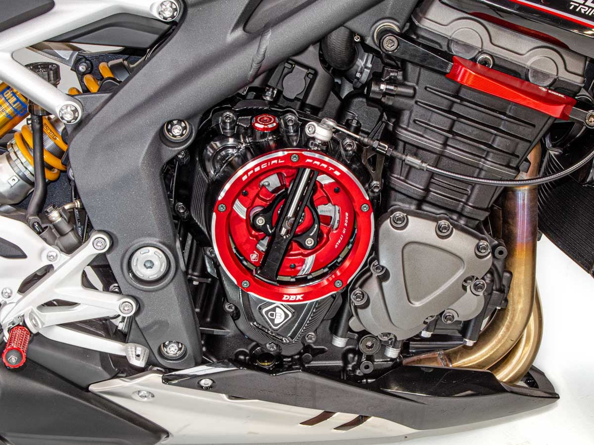 Ducabike DBK Ccdv16 Triumph Clear Clutch Cover Oil Bath 3D-EVO - BLACK-RED