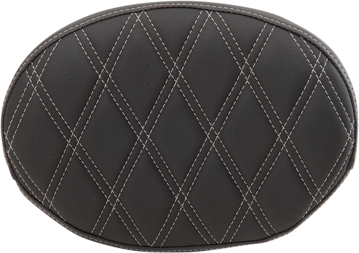 Drag Specialties Seats Oval Sissy Bar Pad - Double Diamond - SIlver Stitch - FL '99-'22