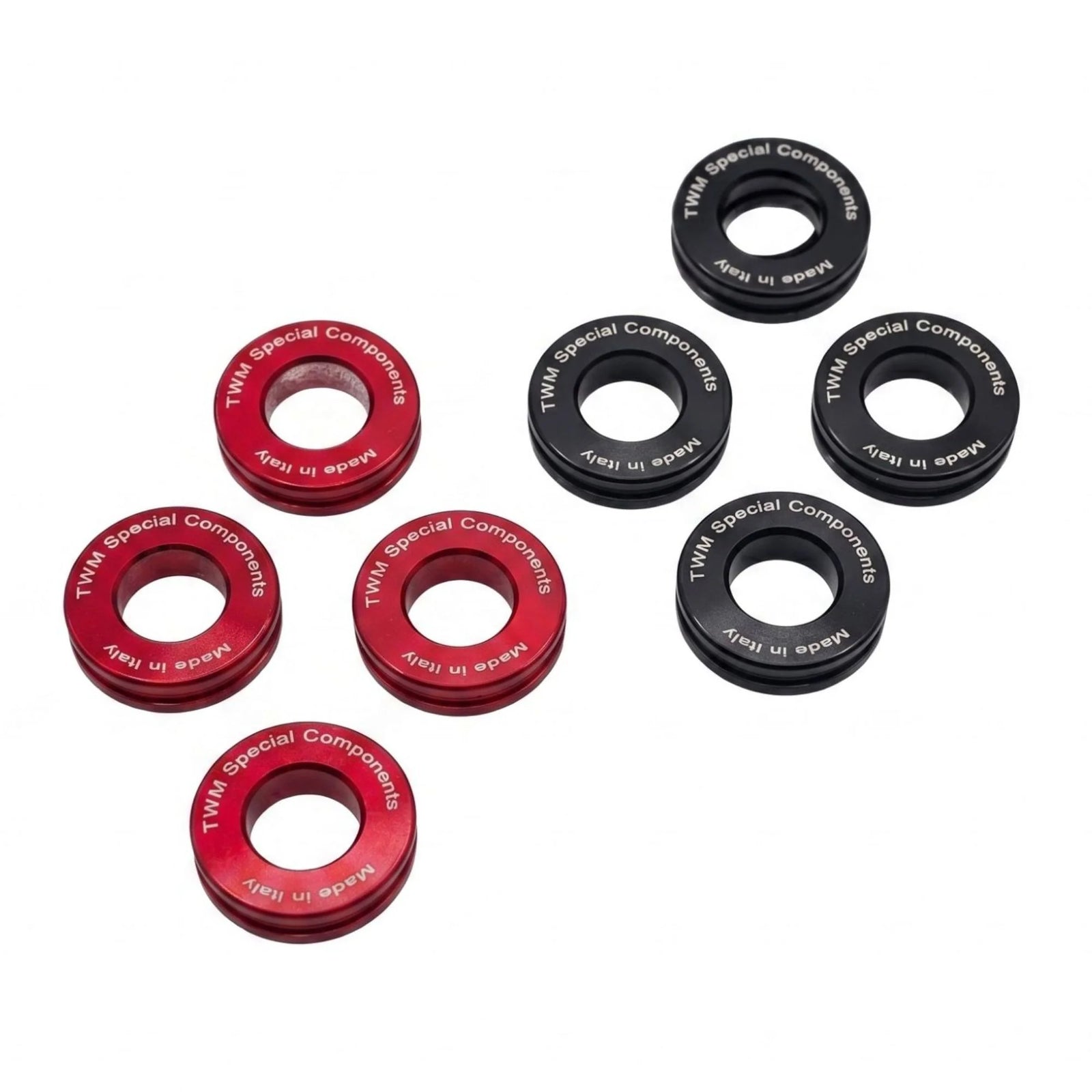 TWM CNC Aluminum Brake Caliper Spacer Kit in Black and Red - DPF.01