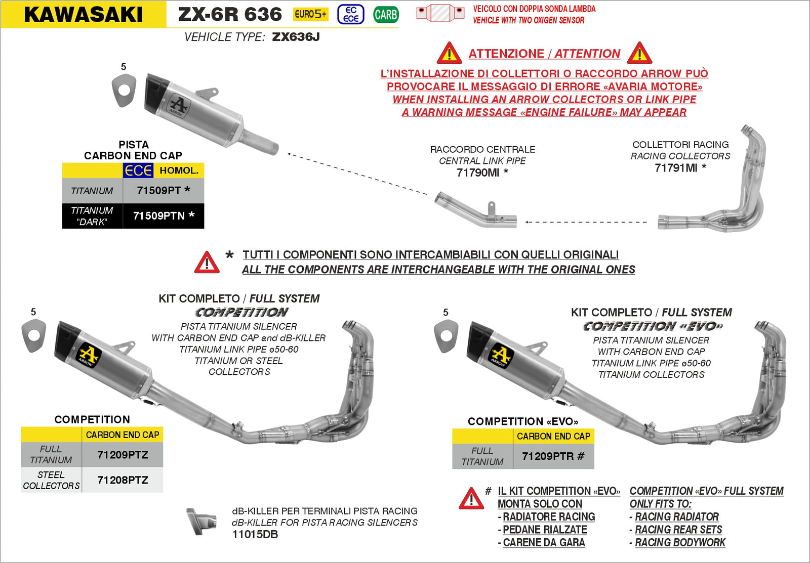 Arrow 71791MI Racing Headers - Assembly Diagram