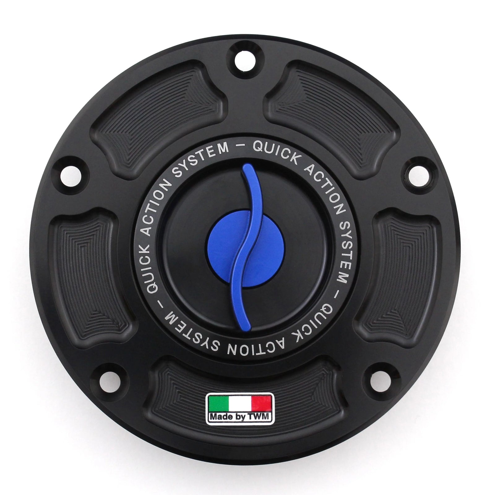 TWM CNC Aluminum Gas Cap / Fuel Cap with Blue Center Cap for Ducati Motorcycles