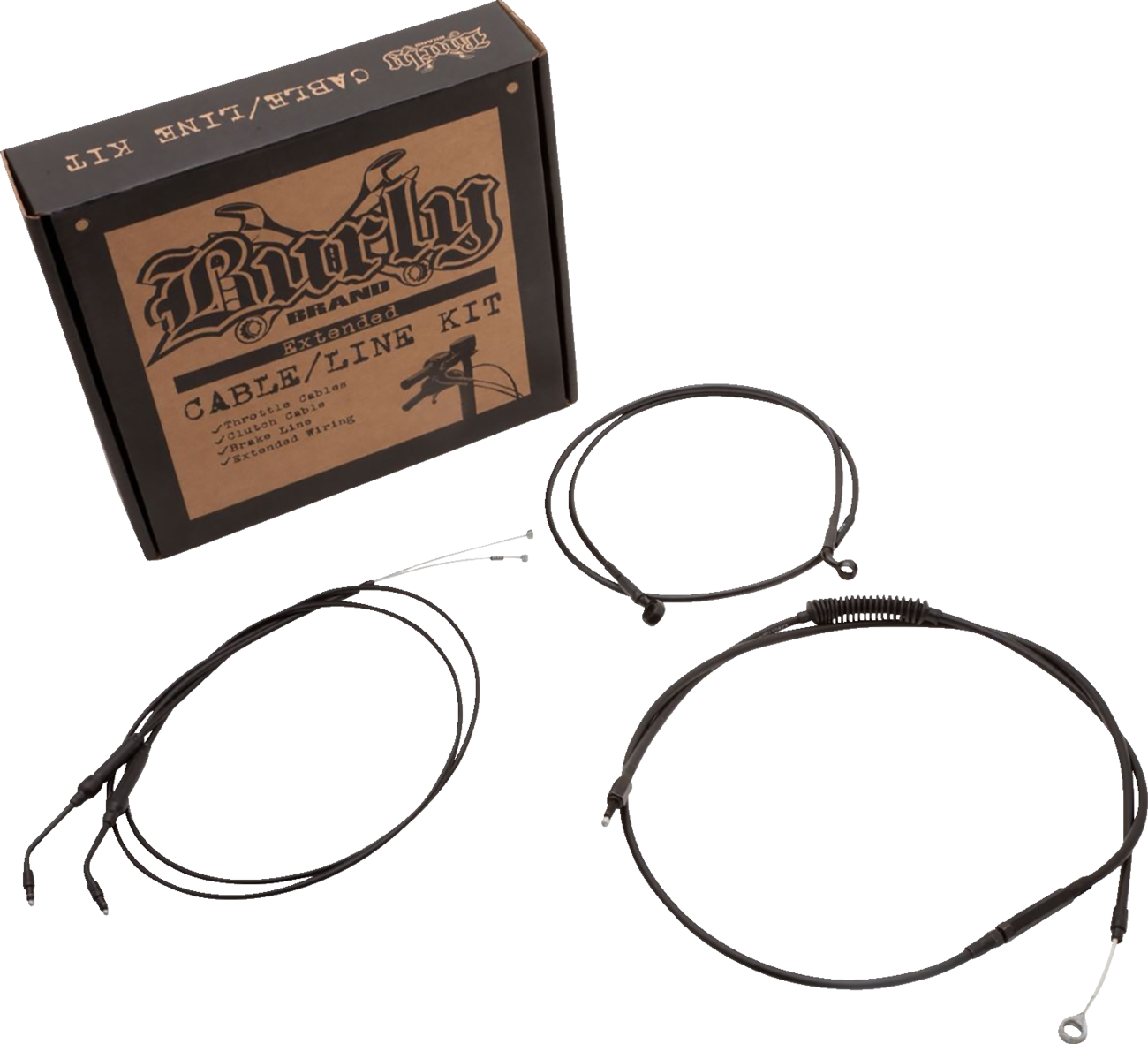 Burly Brand Jail Bar Cable Kit - 10" Handlebars - Black Vinyl - '07-'13 XL