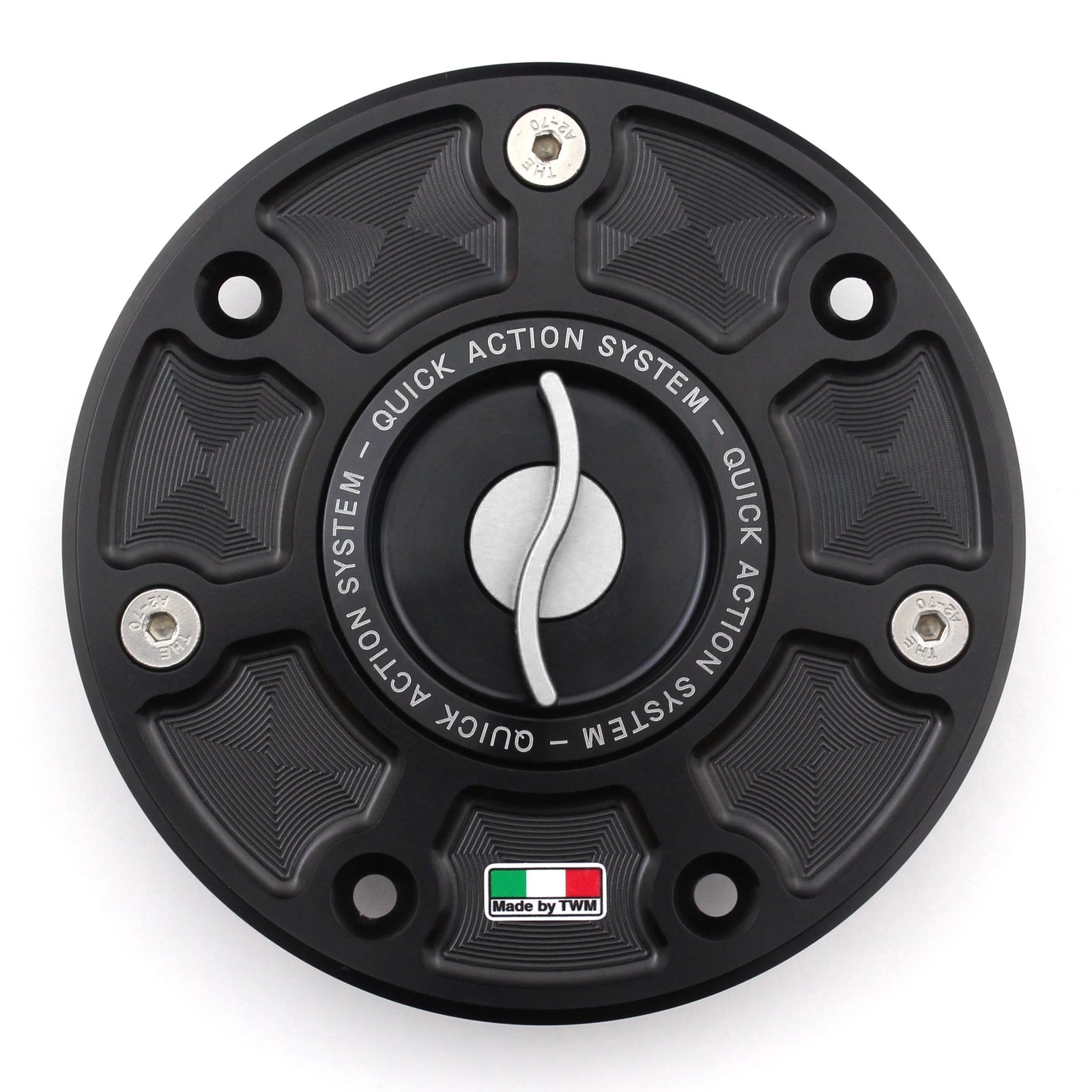 TWM CNC Aluminum Gas Cap / Fuel Cap with Silver Center Cap for KTM Motorcycles